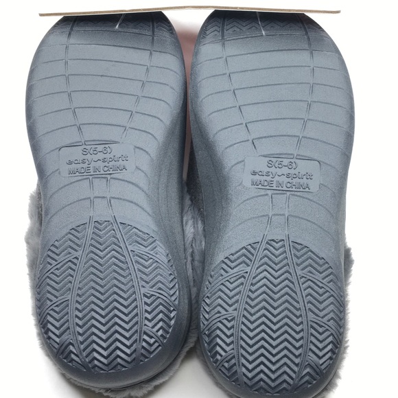 Easy Spirit Ultra Lightweight Faux Fur Slippers Indoor/outdoor Gray Size S 5-6 - Picture 5 of 7